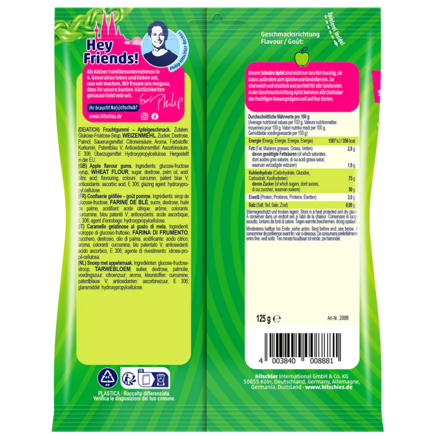 Hitschies Schnüre Apfel 🍏💚 100g VEGAN