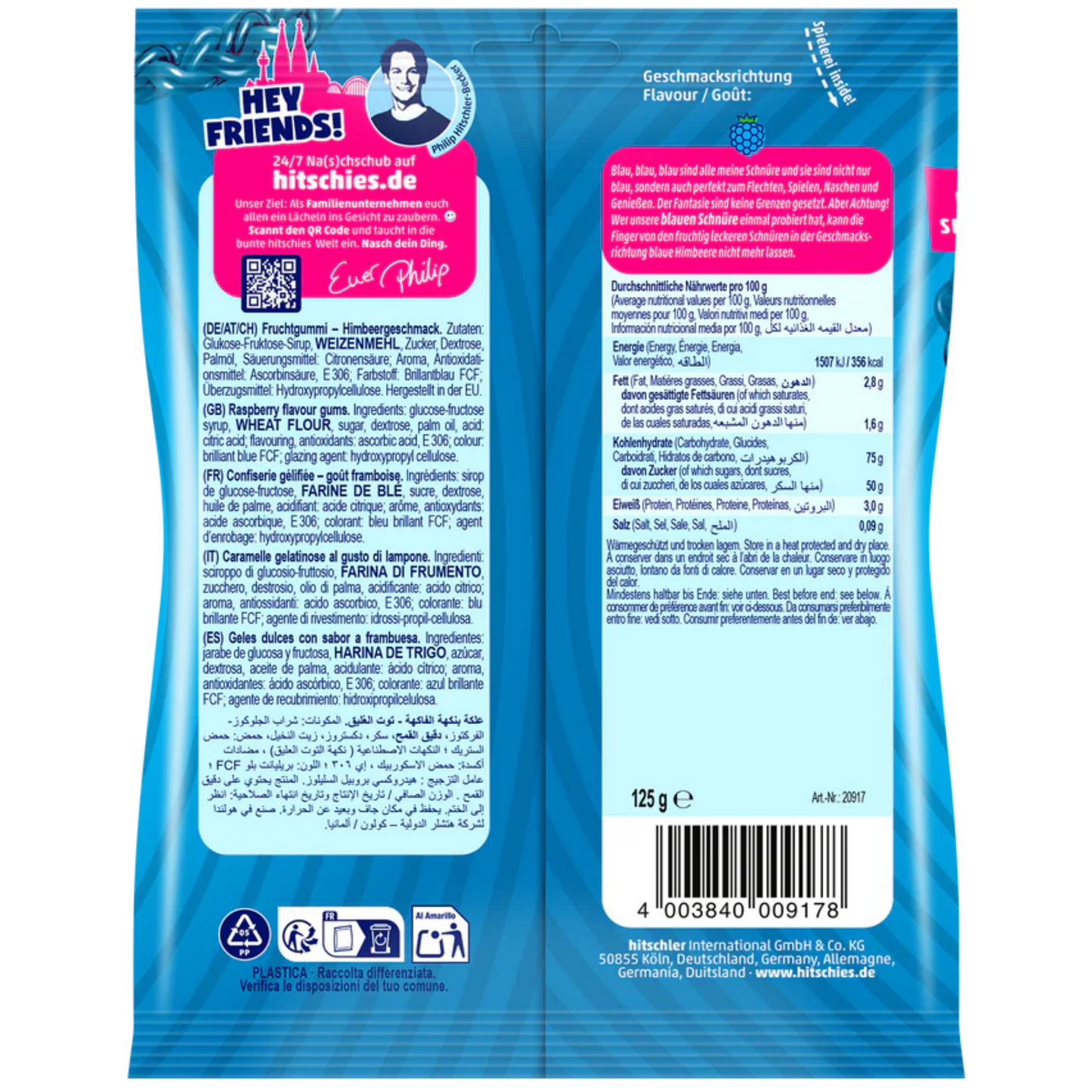 Hitschies Schnüre blau 🍇💙 100g VEGAN