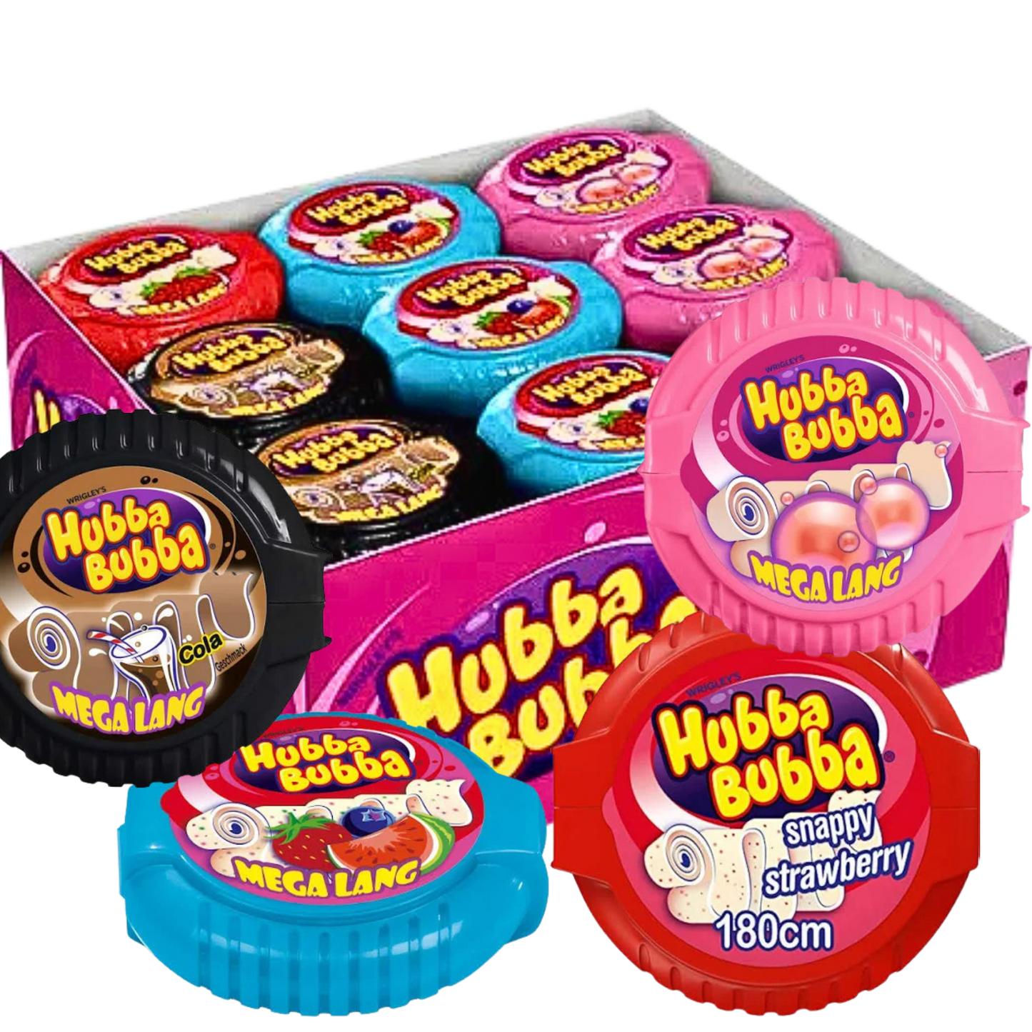 Hubba Bubba Bubble Tapes 🌀 Cola, Erdbeere, Melone, Classic 4er Pack