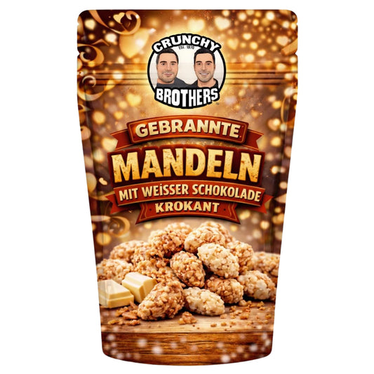 Frisch gebrannte Krokant Mandeln mit weißer Schokolade 100g