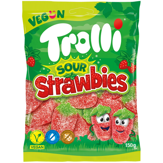 Trolli Sour Strawbies 🍓⚡ 100g VEGAN